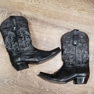 Tony Lama black leather cowboy boots size 8